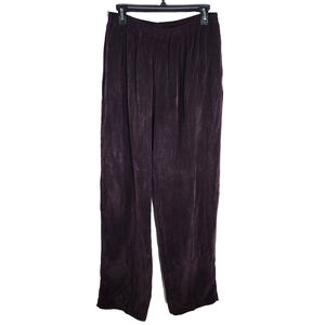 Coldwater Creek Womens Pants Size Large 100% Bemberg Pull On Pockets Purple Wine